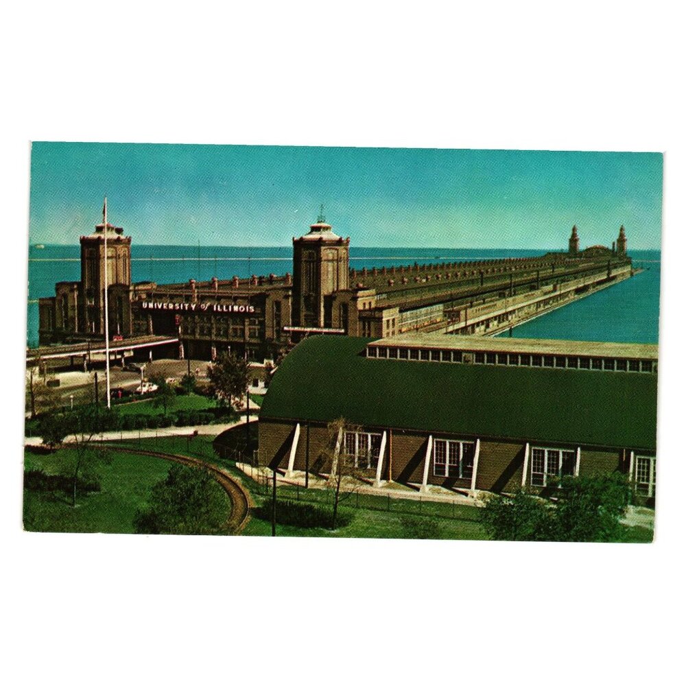 Vintage University Of Illinois Navy Pier Postcard Historic Chicago Landmark Gift